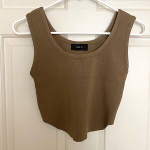 Brown green, crop top tank
